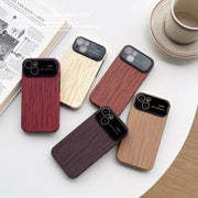 For iPhone 11 Pro Wood Grain TPU Phone Case with Lens Film(Khaki)