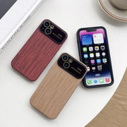 For iPhone 12 Pro Wood Grain TPU Phone Case with Lens Film(Khaki)