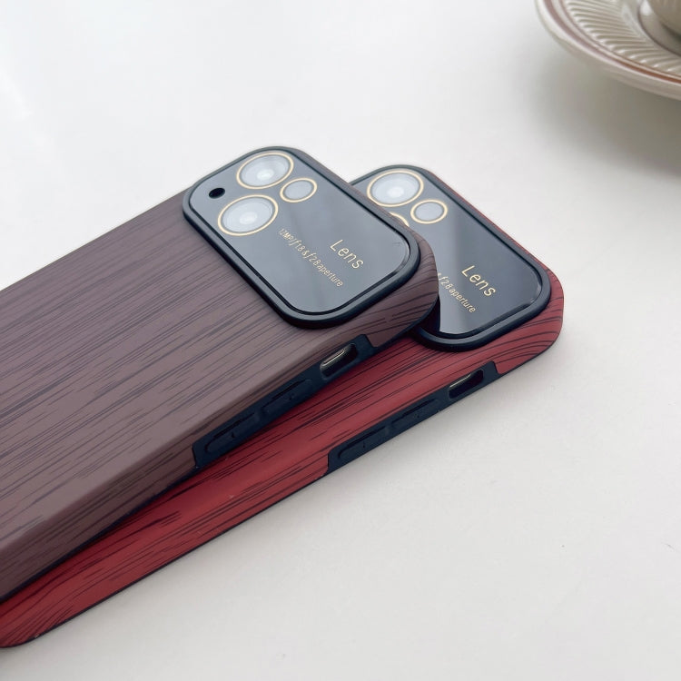 For iPhone 12 Pro Wood Grain TPU Phone Case with Lens Film(Khaki)