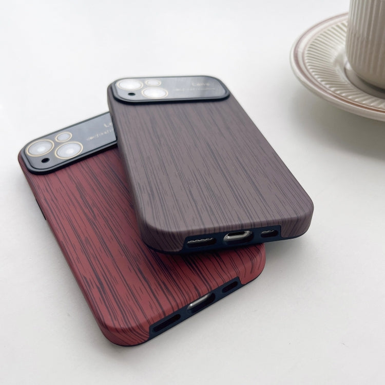 For iPhone 11 Pro Max Wood Grain TPU Phone Case with Lens Film(Beige)
