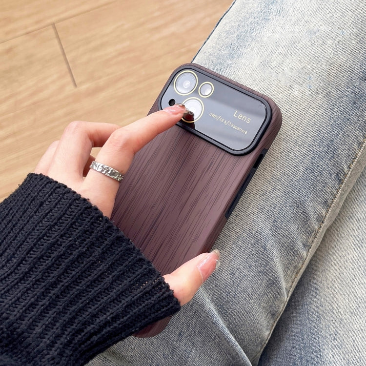 For iPhone 12 Pro Wood Grain TPU Phone Case with Lens Film(Khaki)