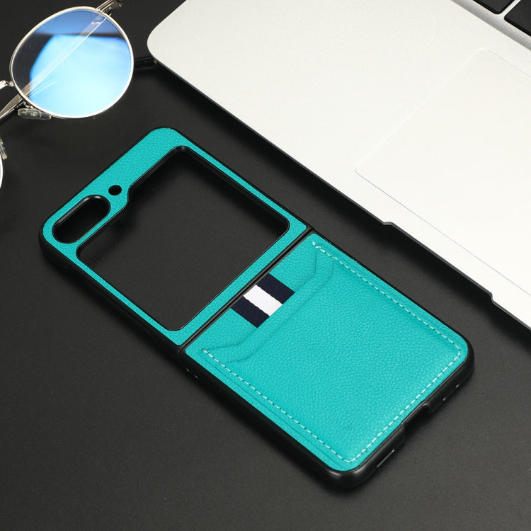 For Samsung Galaxy Z Flip5 Litchi Texture Card Slots Back Cover Phone Case(Green)