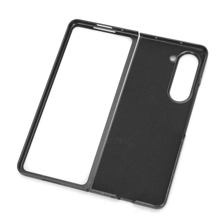 For Samsung Galaxy Z Fold5 Cow Pattern Sewing Back Cover Phone Case(Black)