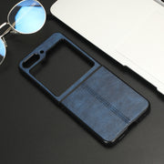 For Samsung Galaxy Z Flip5 Cow Pattern Sewing Back Cover Phone Case(Blue)