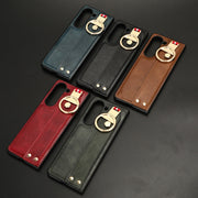 For Samsung Galaxy Fold5 Wristband Leather Back Phone Case(Black)