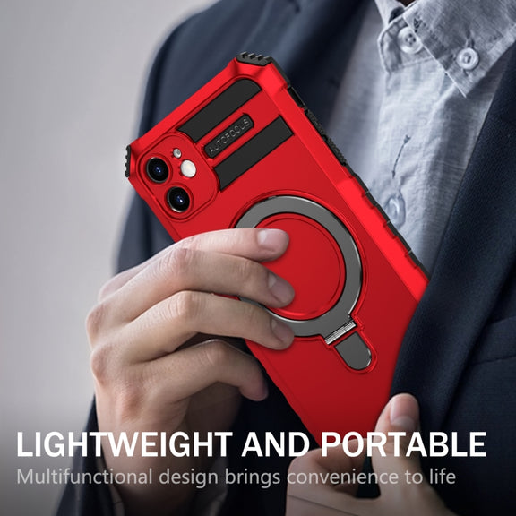 For iPhone 11 MagSafe Magnetic Holder Phone Case(Red)