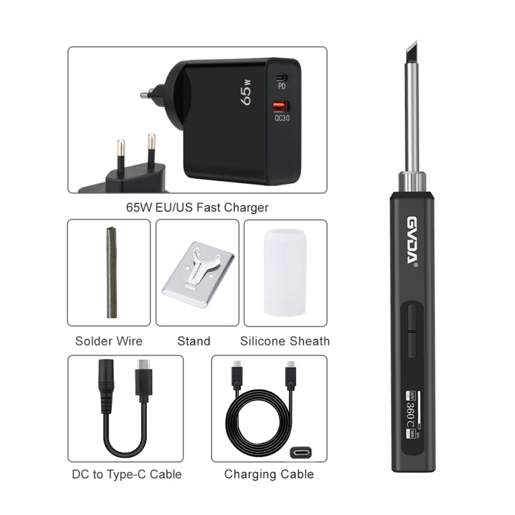 GVDA GD300 Intelligent Internal Heating Digital Display Constant Temperature Maintenance Electric Soldering Iron with 65W Charger