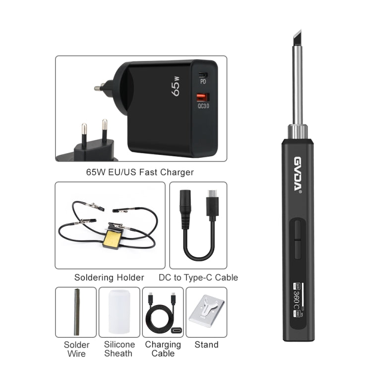 GVDA GD300 Intelligent Internal Heating Digital Display Constant Temperature Maintenance Electric Soldering Iron with 65W Charger + Stand Set