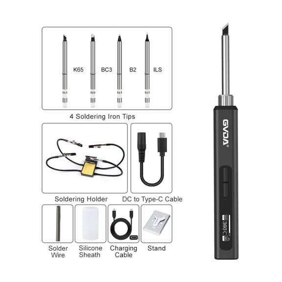 GVDA GD300 Intelligent Internal Heating Digital Display Constant Temperature Maintenance Electric Soldering Iron with 4 Tips + Stand Set