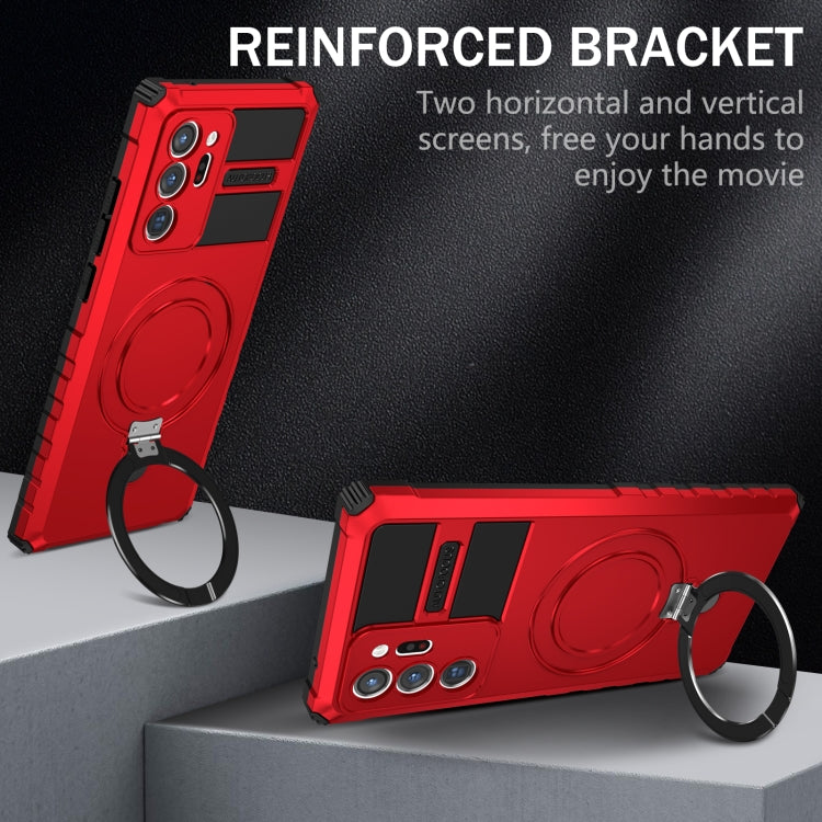 For Samsung Galaxy Note20 Ultra MagSafe Magnetic Holder Phone Case(Red)