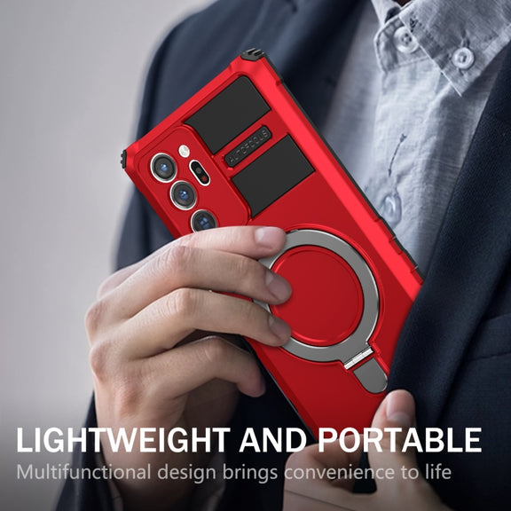 For Samsung Galaxy Note20 Ultra MagSafe Magnetic Holder Phone Case(Red)