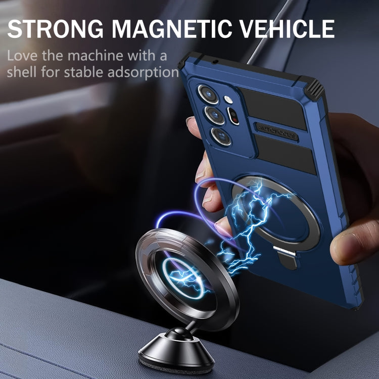 For Samsung Galaxy Note20 Ultra MagSafe Magnetic Holder Phone Case(Blue)