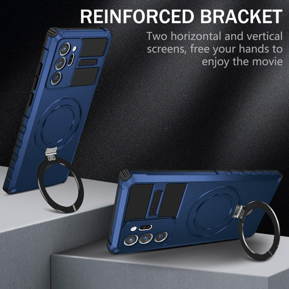 For Samsung Galaxy Note20 Ultra MagSafe Magnetic Holder Phone Case(Blue)