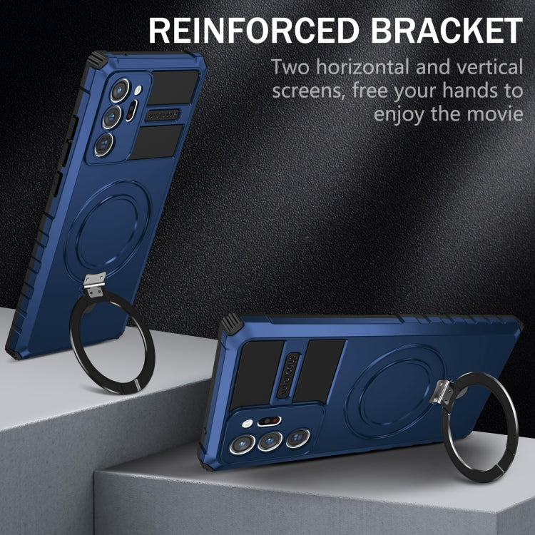 For Samsung Galaxy Note20 Ultra MagSafe Magnetic Holder Phone Case(Blue)