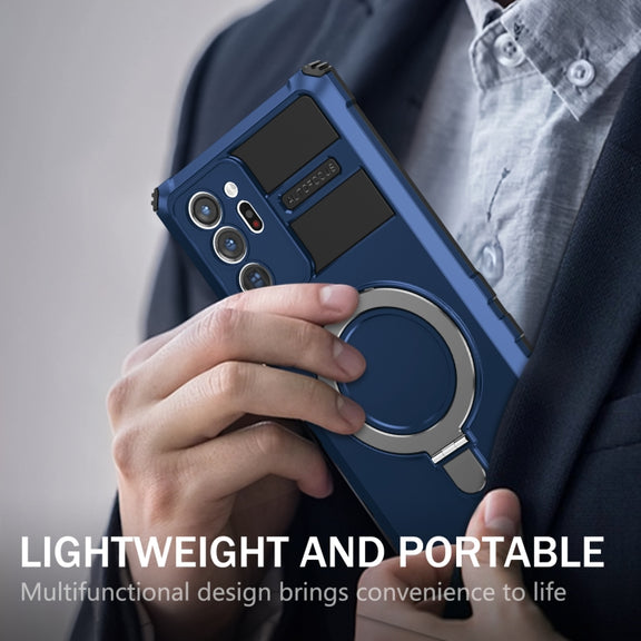 For Samsung Galaxy Note20 Ultra MagSafe Magnetic Holder Phone Case(Blue)