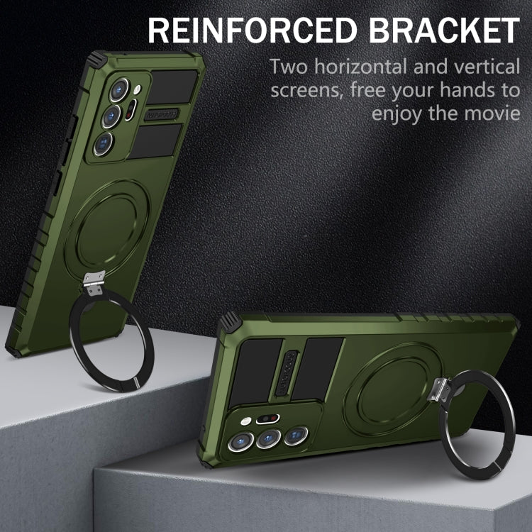 For Samsung Galaxy Note20 Ultra MagSafe Magnetic Holder Phone Case(Green)