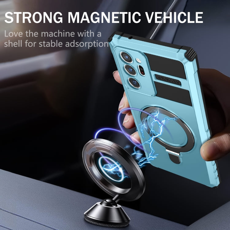 For Samsung Galaxy Note20 Ultra MagSafe Magnetic Holder Phone Case(Light Blue)