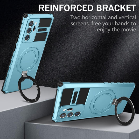 For Samsung Galaxy Note20 Ultra MagSafe Magnetic Holder Phone Case(Light Blue)