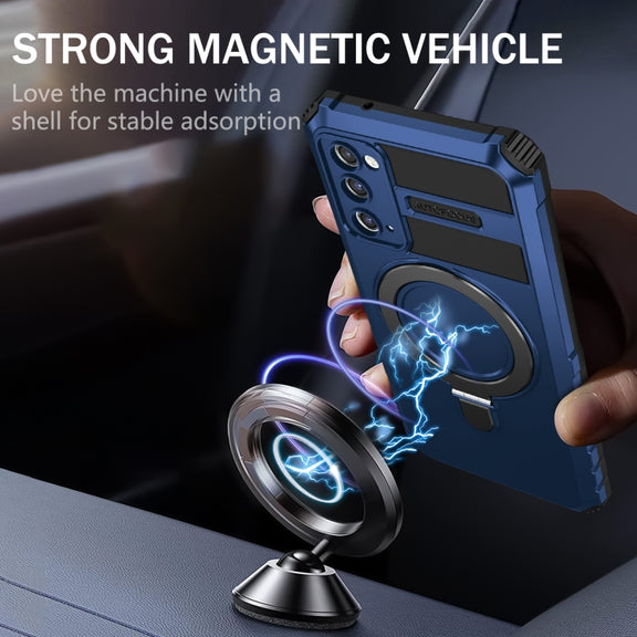 For Samsung Galaxy S20 FE MagSafe Magnetic Holder Phone Case(Blue)