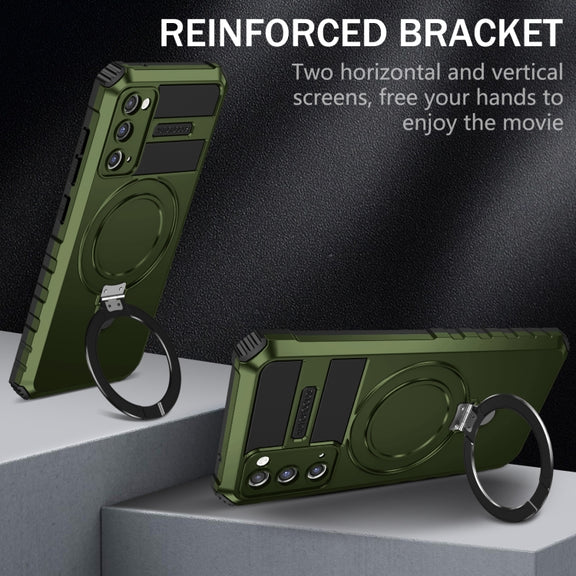 For Samsung Galaxy S20 FE MagSafe Magnetic Holder Phone Case(Green)