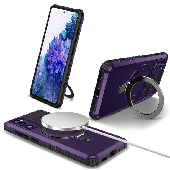 For Samsung Galaxy S20 FE MagSafe Magnetic Holder Phone Case(Purple)