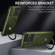 For Samsung Galaxy S21 FE 5G MagSafe Magnetic Holder Phone Case(Green)