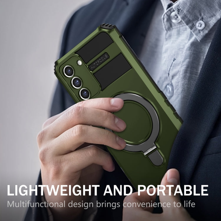 For Samsung Galaxy S21 FE 5G MagSafe Magnetic Holder Phone Case(Green)