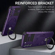 For Samsung Galaxy S21 FE 5G MagSafe Magnetic Holder Phone Case(Purple)