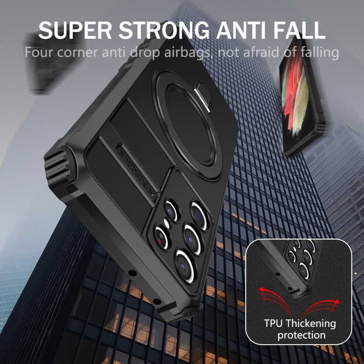 For Samsung Galaxy S21 Ultra 5G MagSafe Magnetic Holder Phone Case(Black)