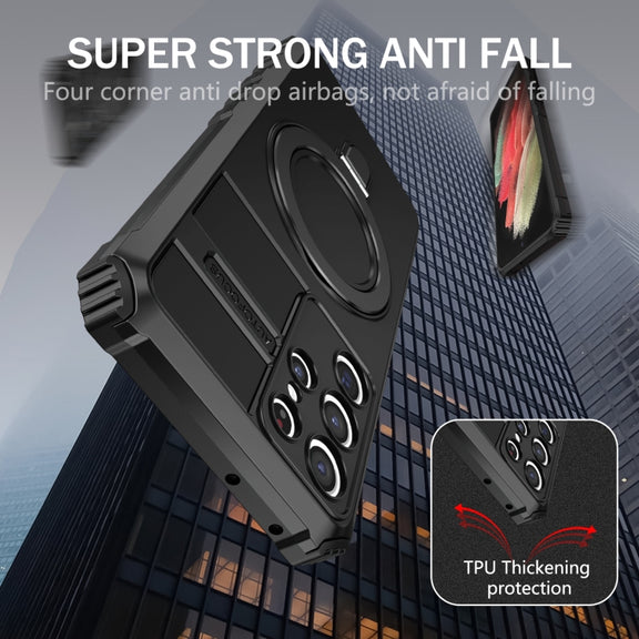 For Samsung Galaxy S21 Ultra 5G MagSafe Magnetic Holder Phone Case(Black)