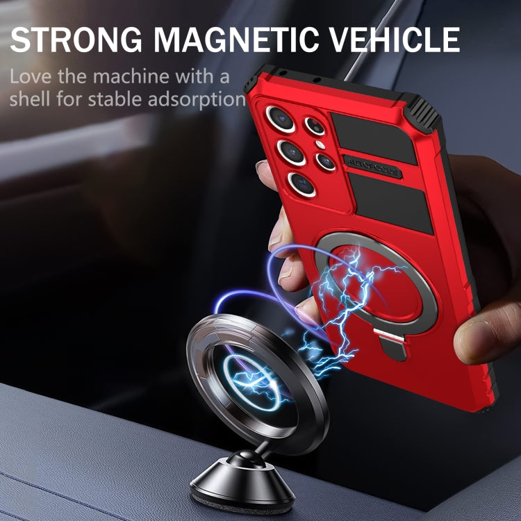 For Samsung Galaxy S21 Ultra 5G MagSafe Magnetic Holder Phone Case(Red)