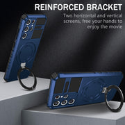 For Samsung Galaxy S21 Ultra 5G MagSafe Magnetic Holder Phone Case(Blue)