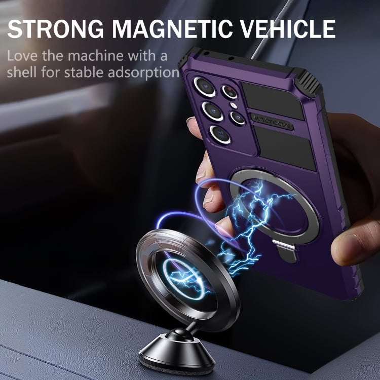 For Samsung Galaxy S21 Ultra 5G MagSafe Magnetic Holder Phone Case(Purple)
