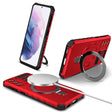 For Samsung Galaxy S21 5G MagSafe Magnetic Holder Phone Case(Red) - Galaxy S21 5G Cases by PMC TechLife | Online Shopping South Africa | PMC TechLife
