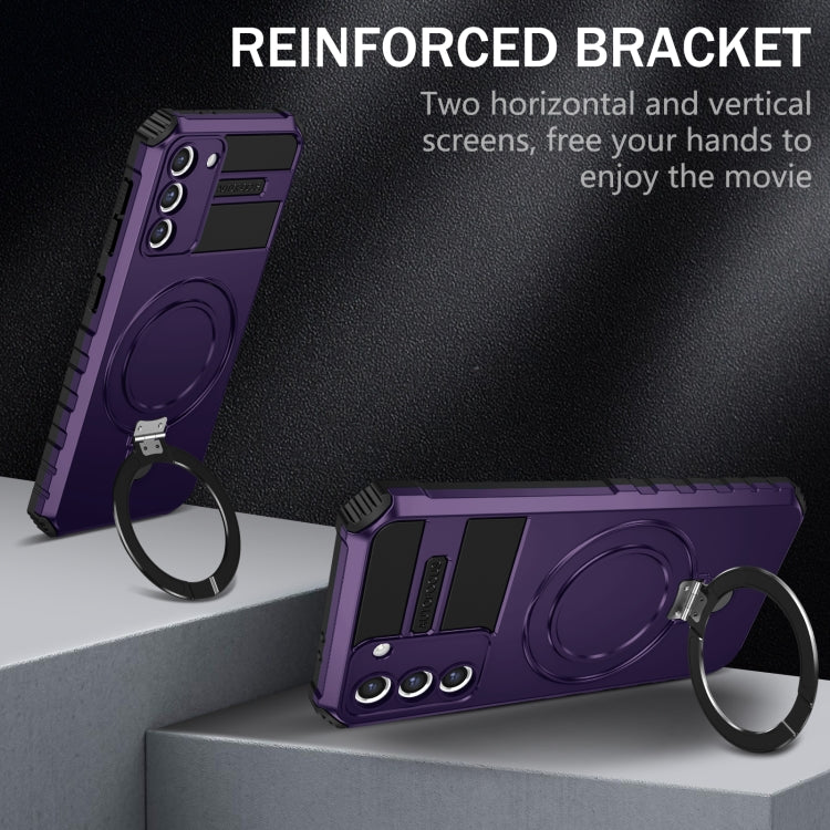 For Samsung Galaxy S21 5G MagSafe Magnetic Holder Phone Case(Purple)
