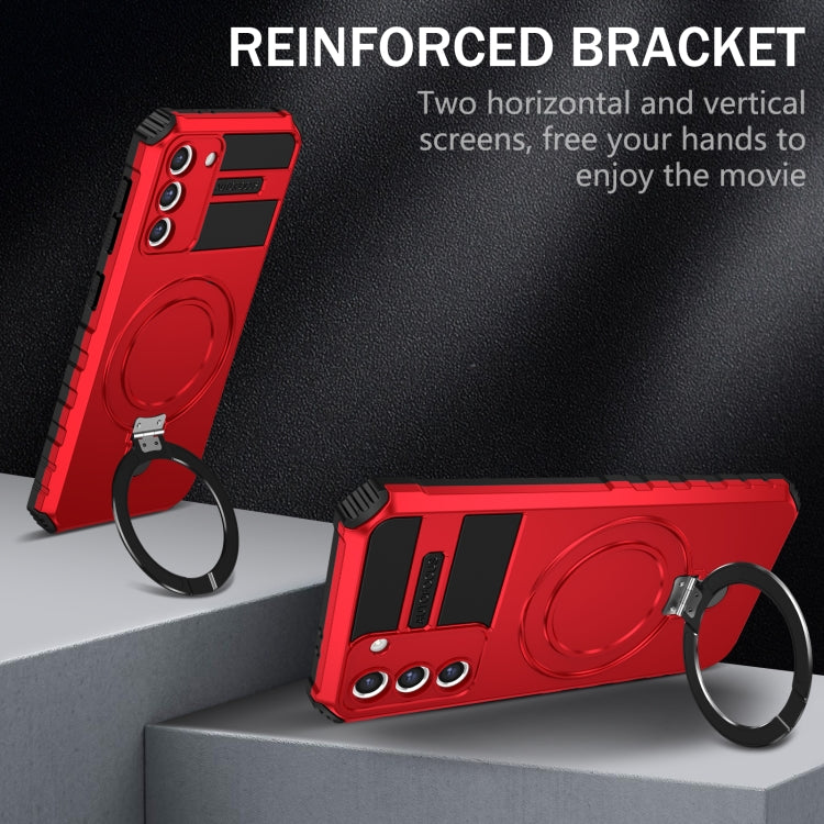 For Samsung Galaxy S21+ 5G MagSafe Magnetic Holder Phone Case(Red)
