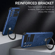 For Samsung Galaxy S21+ 5G MagSafe Magnetic Holder Phone Case(Blue)