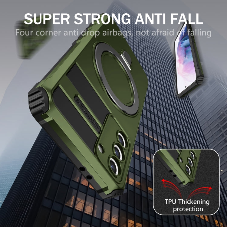 For Samsung Galaxy S21+ 5G MagSafe Magnetic Holder Phone Case(Green)