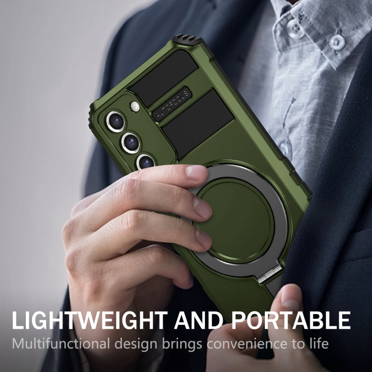 For Samsung Galaxy S21+ 5G MagSafe Magnetic Holder Phone Case(Green)