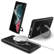 For Samsung Galaxy S22 Ultra 5G MagSafe Magnetic Holder Phone Case(Black)