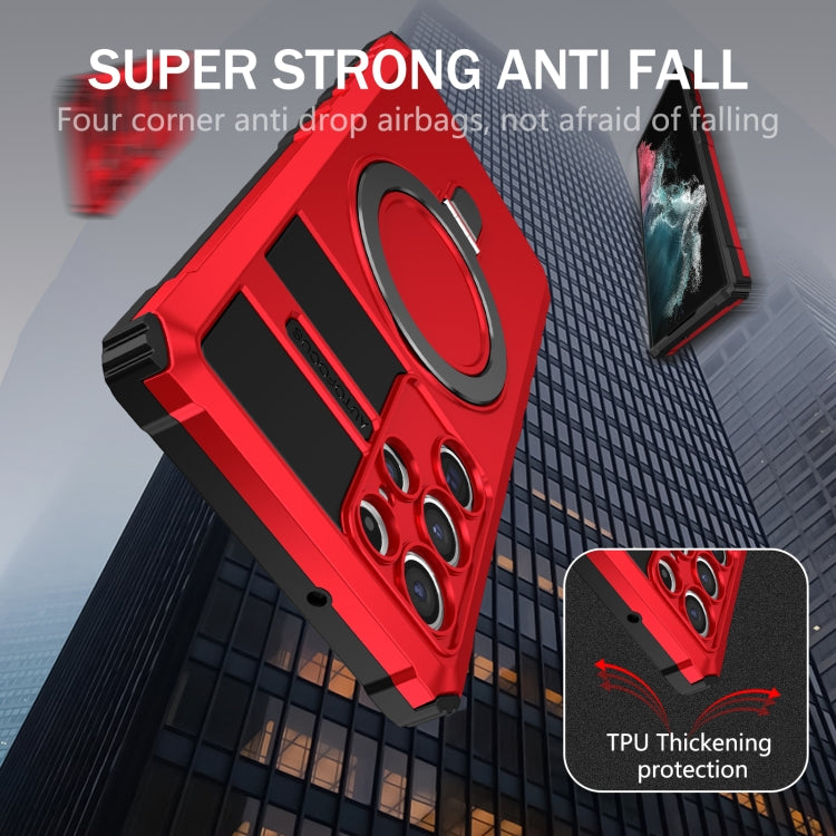 For Samsung Galaxy S22 Ultra 5G MagSafe Magnetic Holder Phone Case(Red)