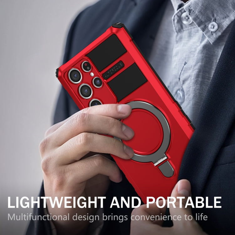 For Samsung Galaxy S22 Ultra 5G MagSafe Magnetic Holder Phone Case(Red)