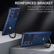 For Samsung Galaxy S22 Ultra 5G MagSafe Magnetic Holder Phone Case(Blue)
