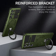 For Samsung Galaxy S22 Ultra 5G MagSafe Magnetic Holder Phone Case(Green)