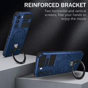 For Samsung Galaxy S22 5G MagSafe Magnetic Holder Phone Case(Blue)