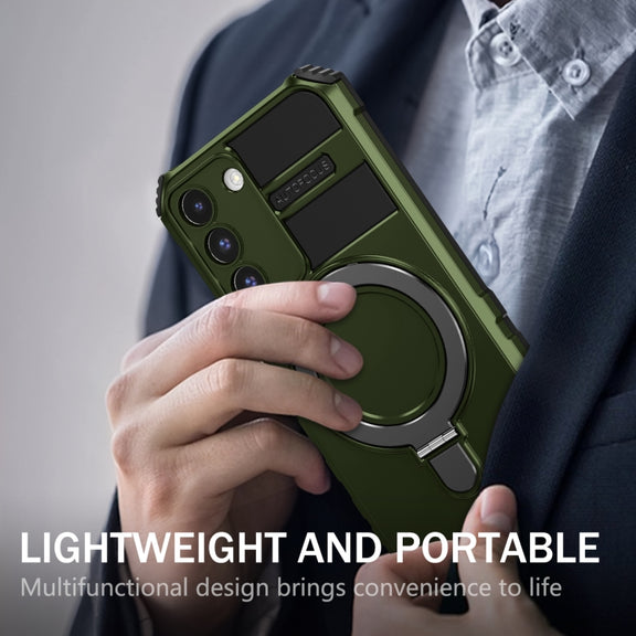 For Samsung Galaxy S22 5G MagSafe Magnetic Holder Phone Case(Green)