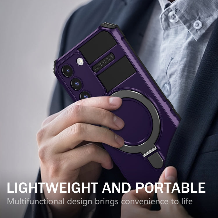 For Samsung Galaxy S22+ 5G MagSafe Magnetic Holder Phone Case(Purple)