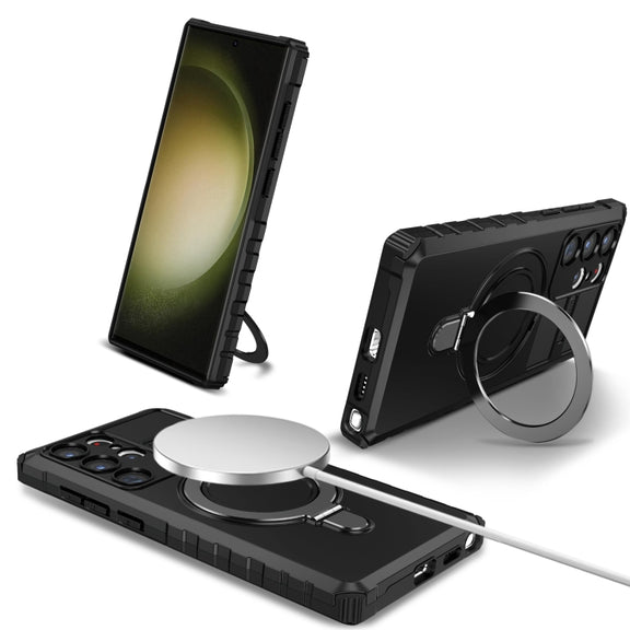 For Samsung Galaxy S23 Ultra 5G MagSafe Magnetic Holder Phone Case(Black)