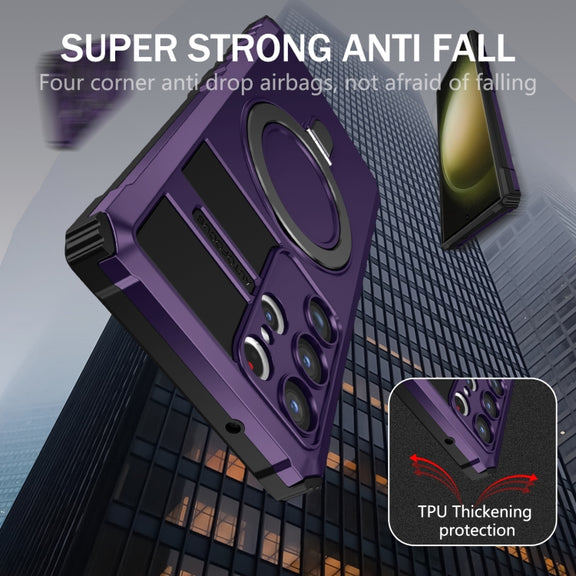 For Samsung Galaxy S23 Ultra 5G MagSafe Magnetic Holder Phone Case(Purple)