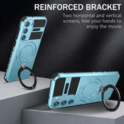 For Samsung Galaxy S23 5G MagSafe Magnetic Holder Phone Case(Light Blue)